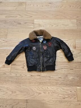Top Gun Faux Leather Bomber Jacket sz 4 RAF Airforce Coat